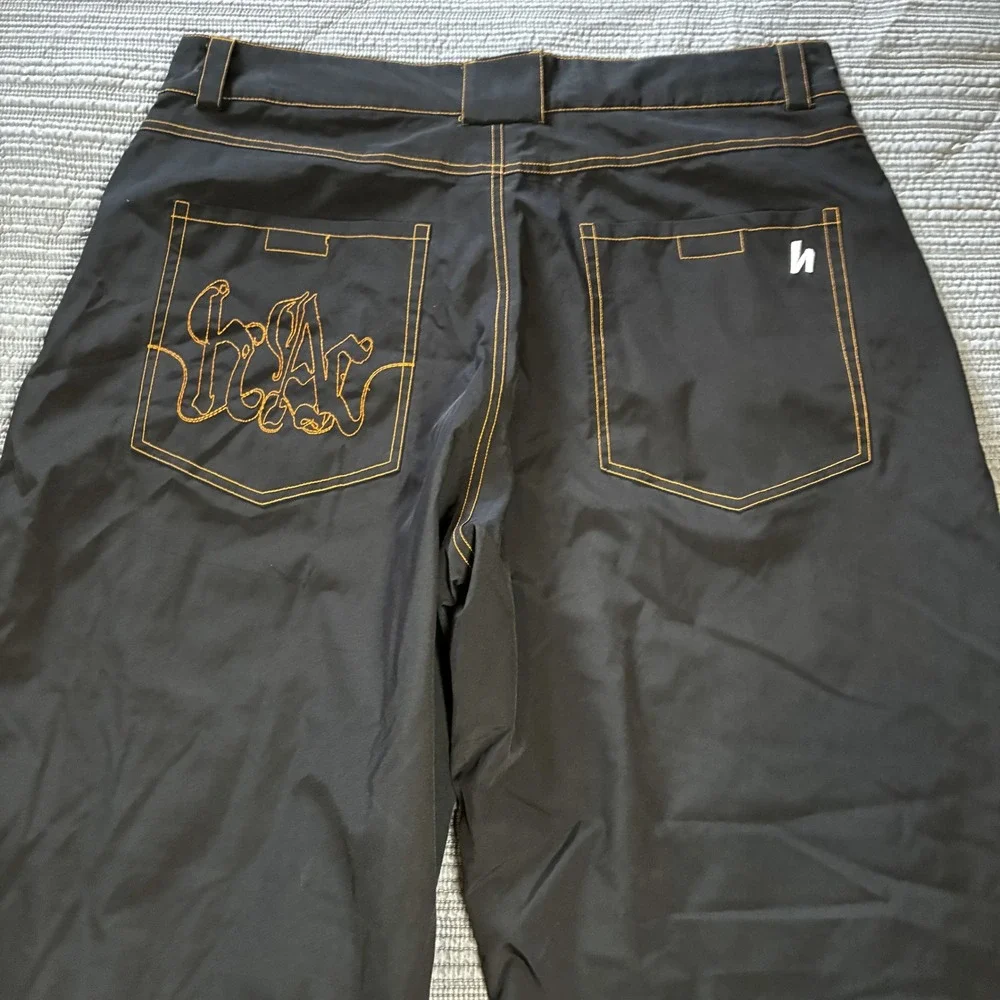 Vintage H-Street H-St Snow Pants Black Orange Stitch Baggy Skate Y2K Mens 36x30